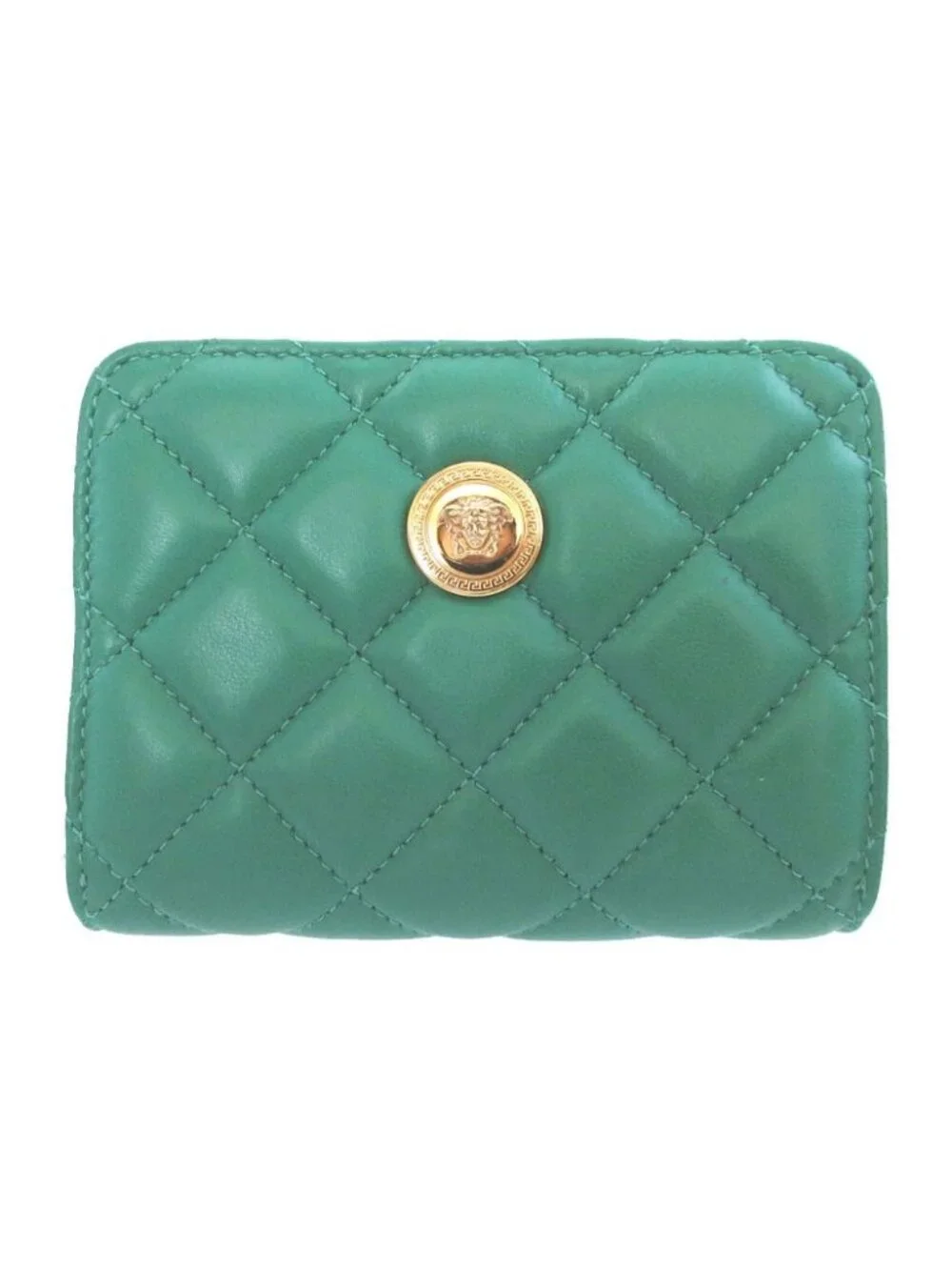 Versace Medusa Quilted Leather Green Bifold Wallet